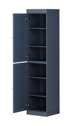 72" French Blue Solid Wood Two Door Pantry Or Storage Closet