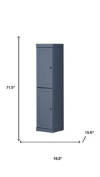 72" French Blue Solid Wood Two Door Pantry Or Storage Closet