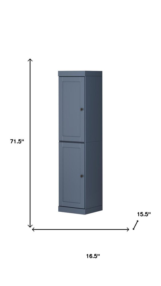 72" French Blue Solid Wood Two Door Pantry Or Storage Closet