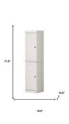 72" Off White Solid Wood Two Door Pantry Or Storage Closet