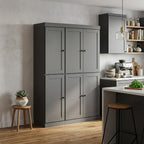 72" Gray Solid Wood 8 Pantry Or Storage Closet