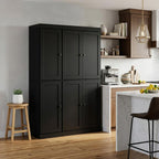 72" Black Solid Wood 8 Pantry Or Storage Closet