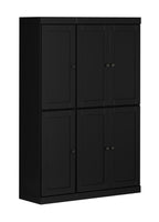 72" Black Solid Wood 8 Pantry Or Storage Closet