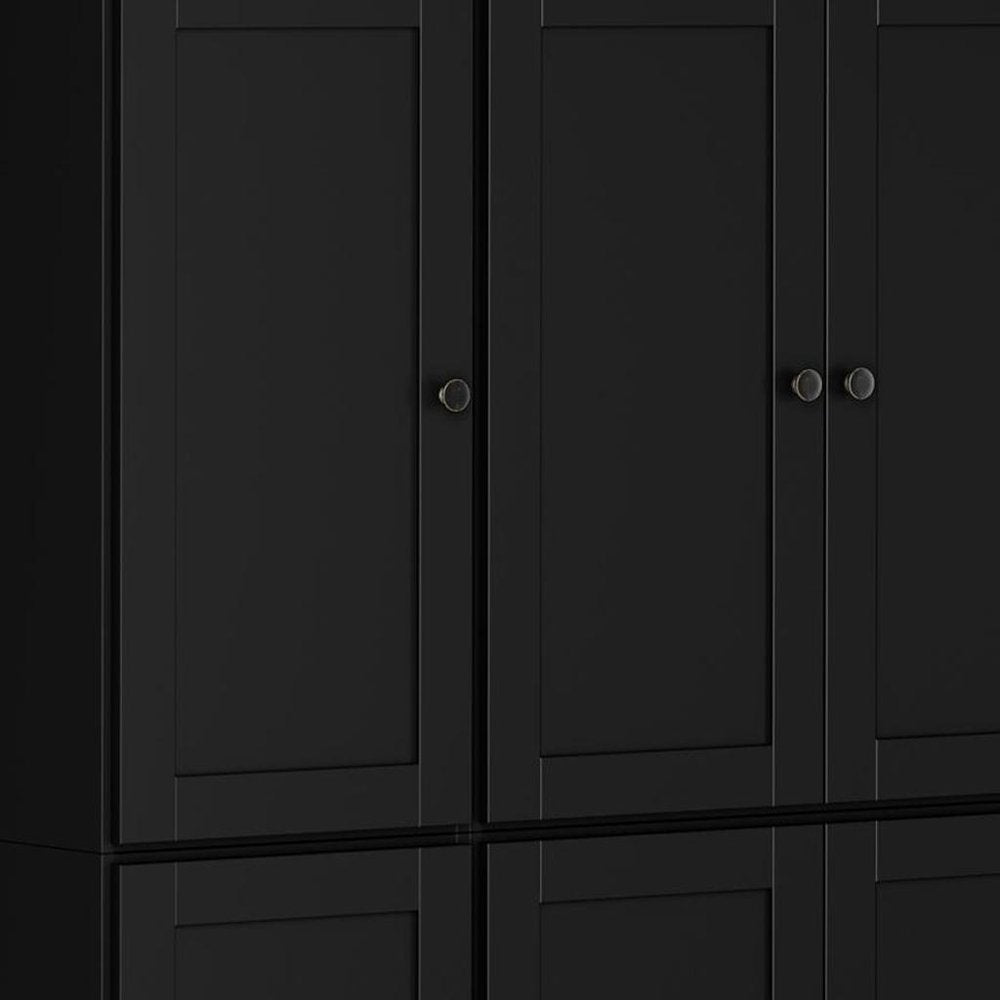 72" Black Solid Wood 8 Pantry Or Storage Closet