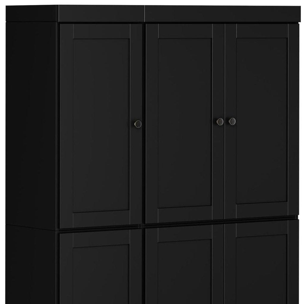 72" Black Solid Wood 8 Pantry Or Storage Closet