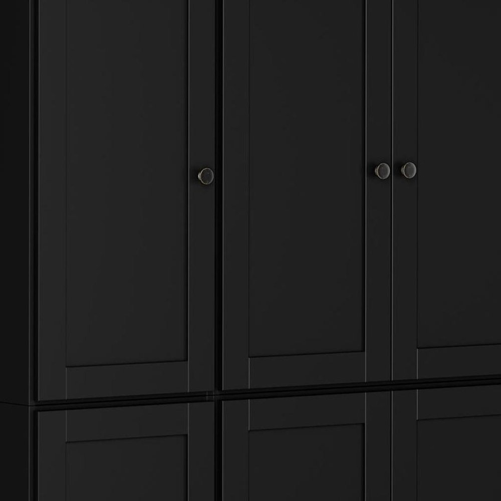 72" Black Solid Wood 8 Pantry Or Storage Closet