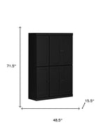 72" Black Solid Wood 8 Pantry Or Storage Closet