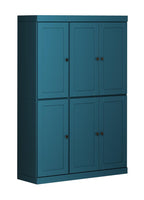 72" Teal Blue Solid Wood 8 Pantry Or Storage Closet