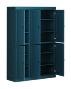 72" Teal Blue Solid Wood 8 Pantry Or Storage Closet