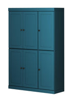 72" Teal Blue Solid Wood 8 Pantry Or Storage Closet