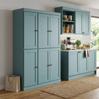 72" Aqua Solid Wood 8 Pantry Or Storage Closet