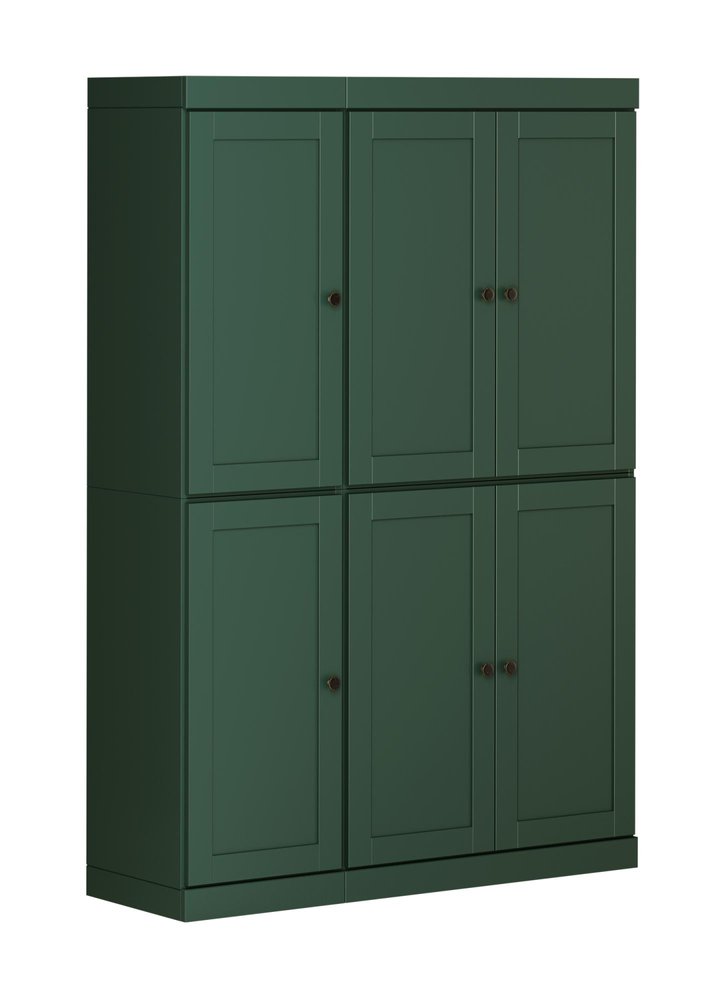 72" Green Solid Wood 8 Pantry Or Storage Closet
