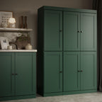 72" Green Solid Wood 8 Pantry Or Storage Closet