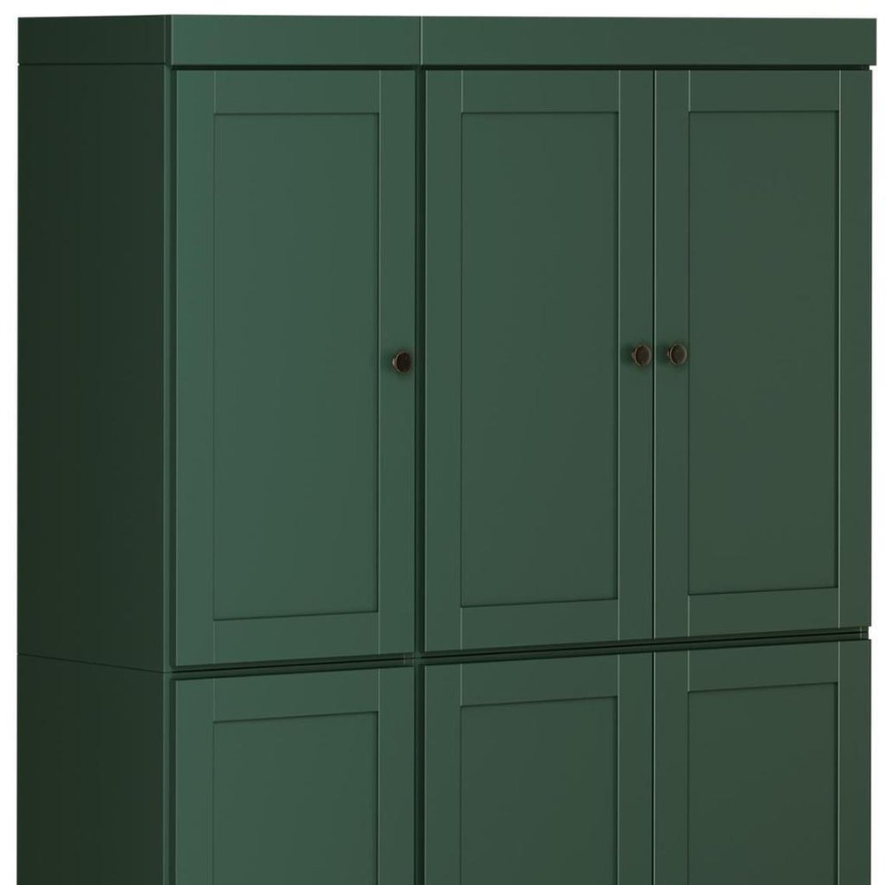 72" Green Solid Wood 8 Pantry Or Storage Closet