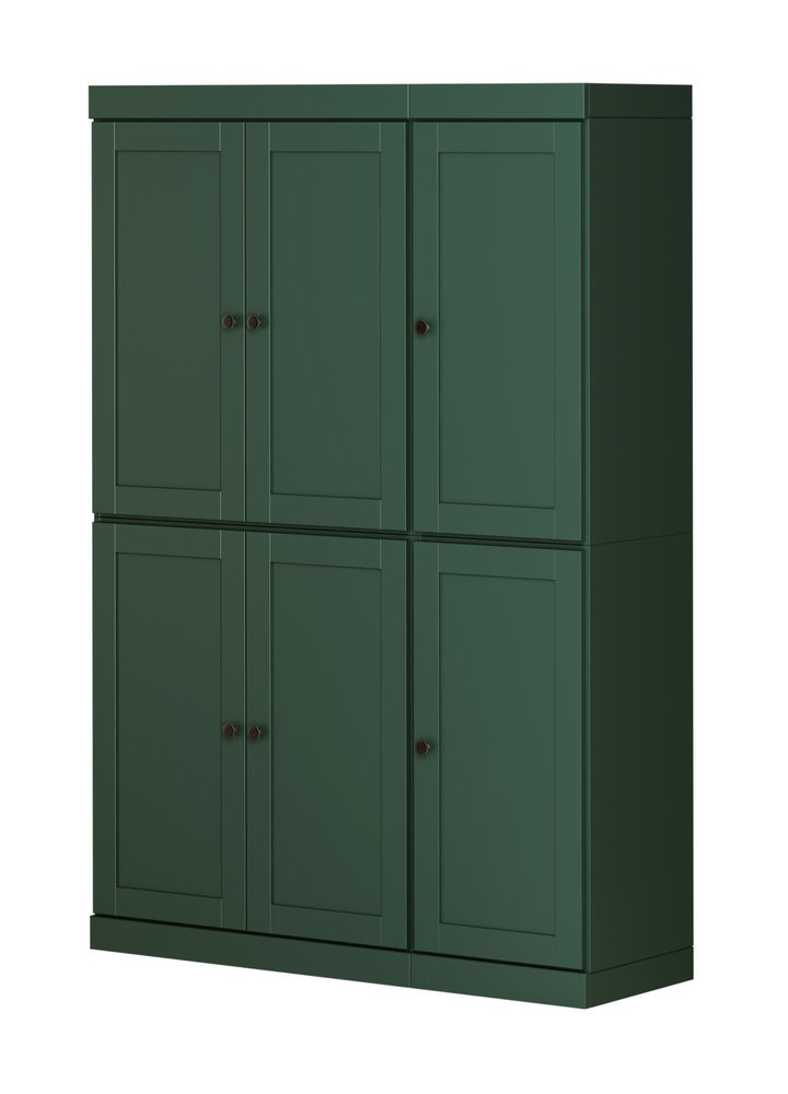 72" Green Solid Wood 8 Pantry Or Storage Closet