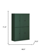 72" Green Solid Wood 8 Pantry Or Storage Closet