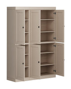 72" Beige Solid Wood 8 Pantry Or Storage Closet
