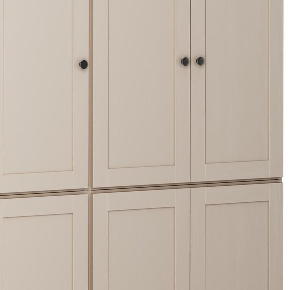72" Beige Solid Wood 8 Pantry Or Storage Closet