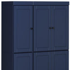 72" Navy Blue Solid Wood 8 Pantry Or Storage Closet