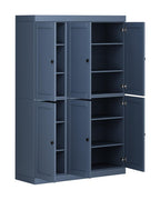72" French Blue Solid Wood 8 Pantry Or Storage Closet