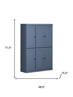 72" French Blue Solid Wood 8 Pantry Or Storage Closet