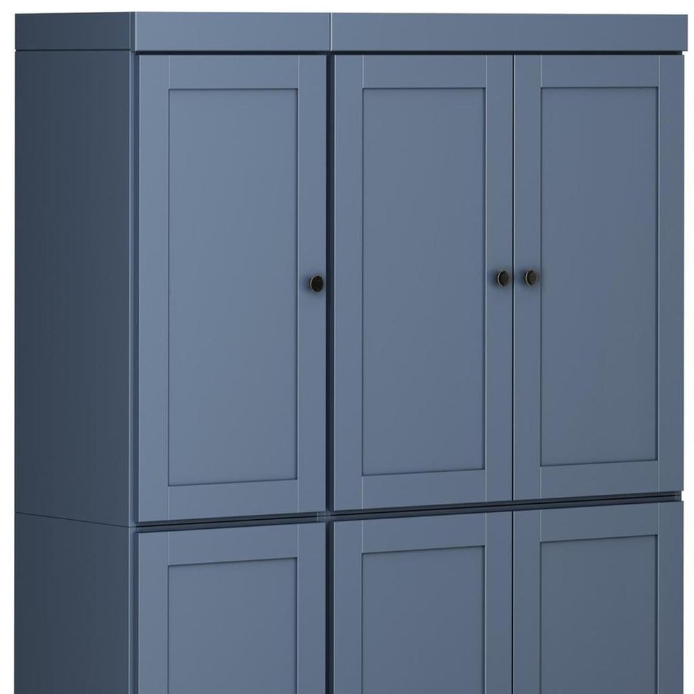 72" French Blue Solid Wood 8 Pantry Or Storage Closet