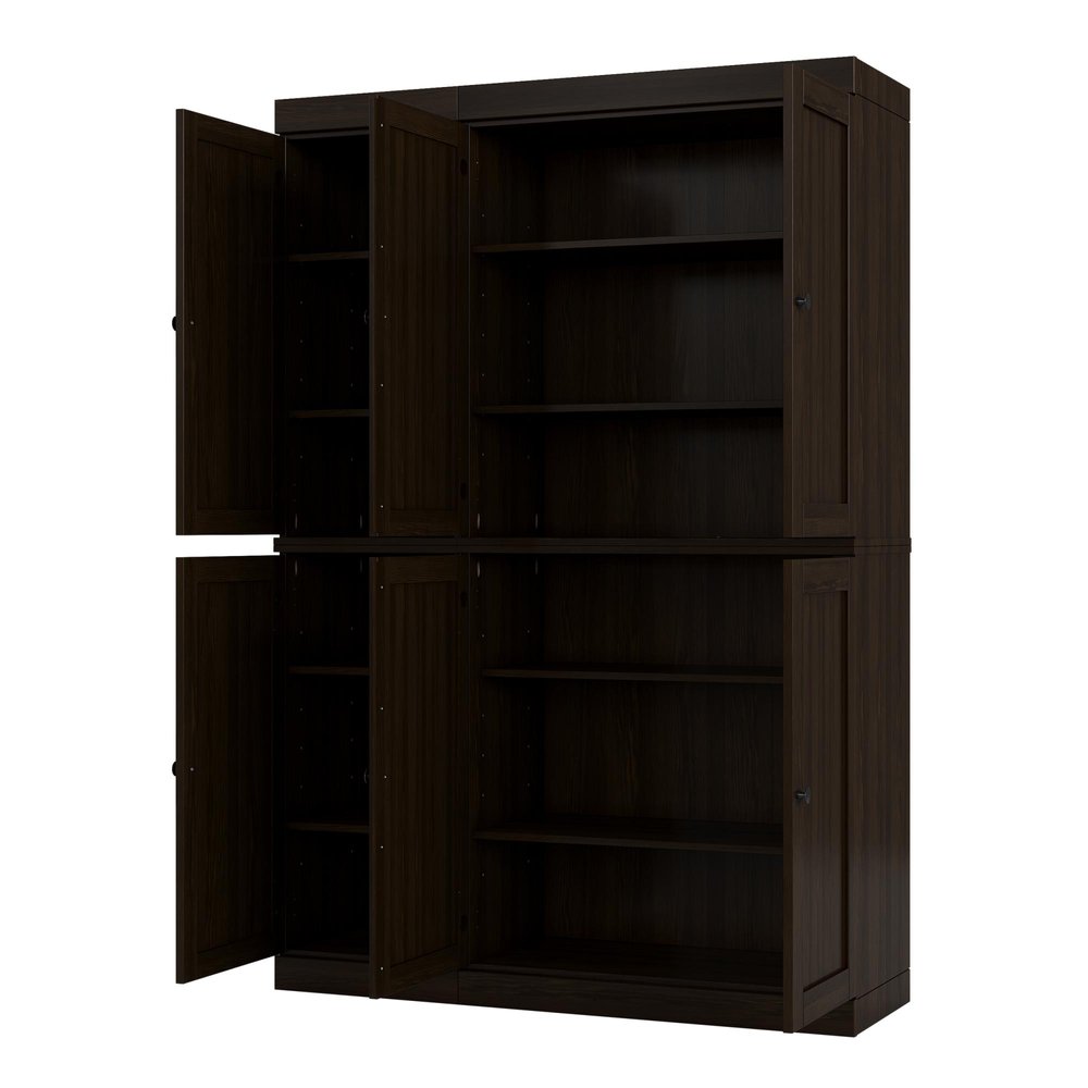 72" Espresso Solid Wood 8 Pantry Or Storage Closet