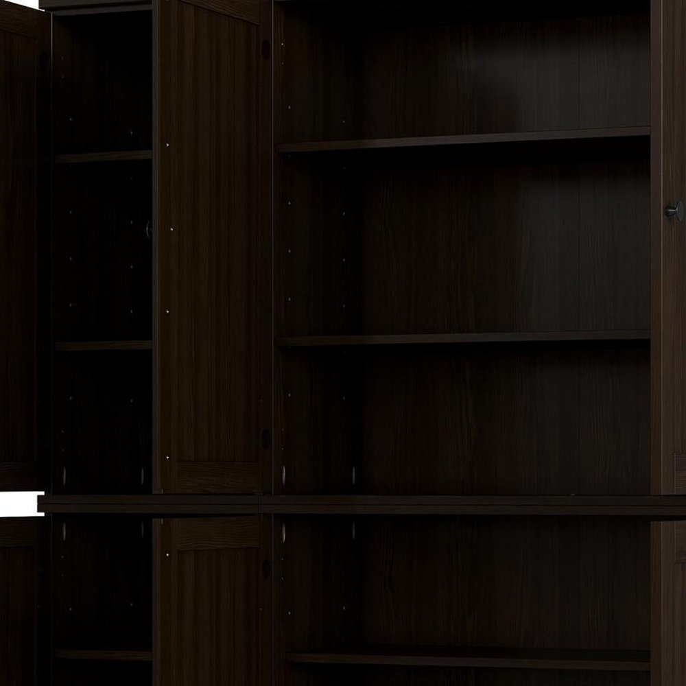 72" Espresso Solid Wood 8 Pantry Or Storage Closet
