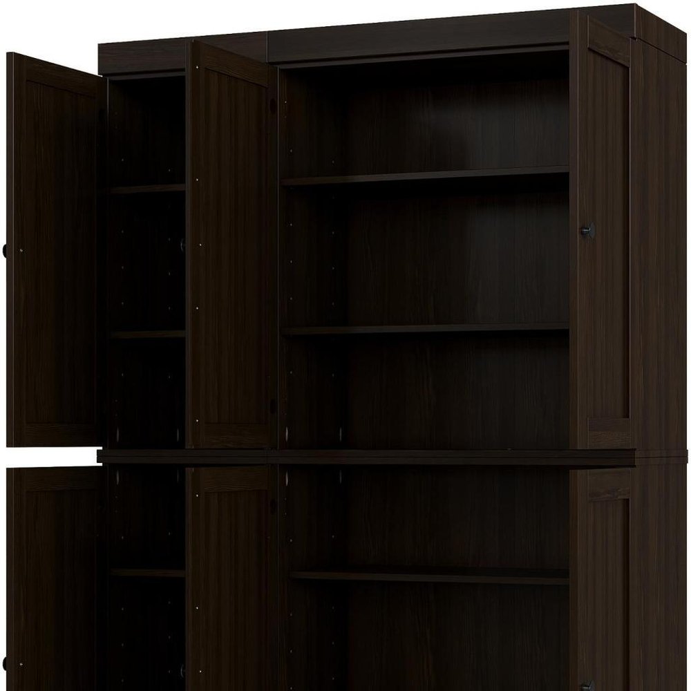 72" Espresso Solid Wood 8 Pantry Or Storage Closet