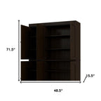72" Espresso Solid Wood 8 Pantry Or Storage Closet