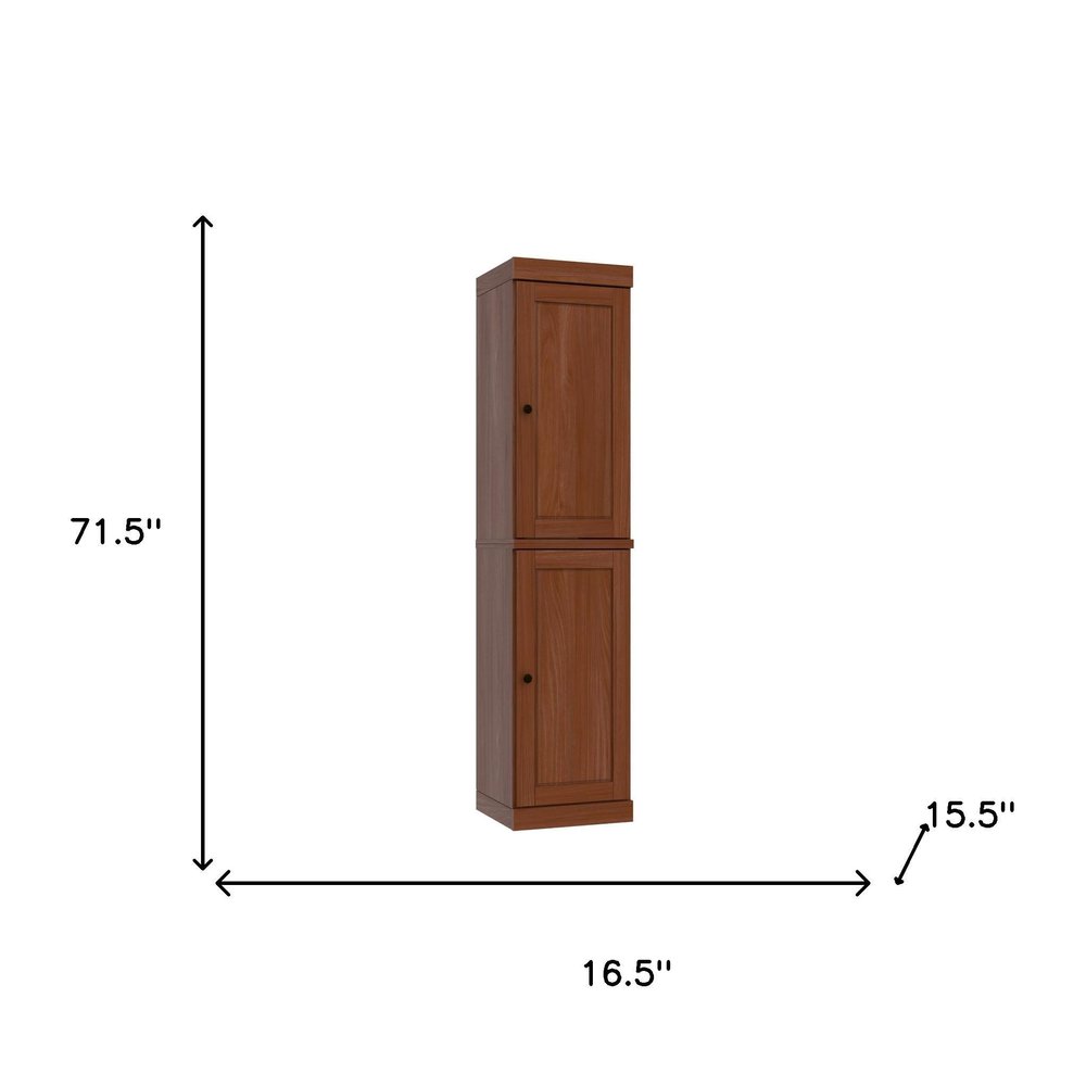72" Coffee Solid Wood Two Door Pantry Or Storage Closet
