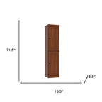 72" Coffee Solid Wood Two Door Pantry Or Storage Closet