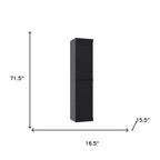 72" Black Solid Wood Two Door Pantry Or Storage Closet