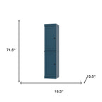 72" Teal Blue Solid Wood Two Door Pantry Or Storage Closet