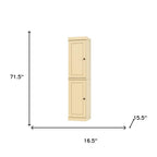 72" Yellow Solid Wood Two Door Pantry Or Storage Closet