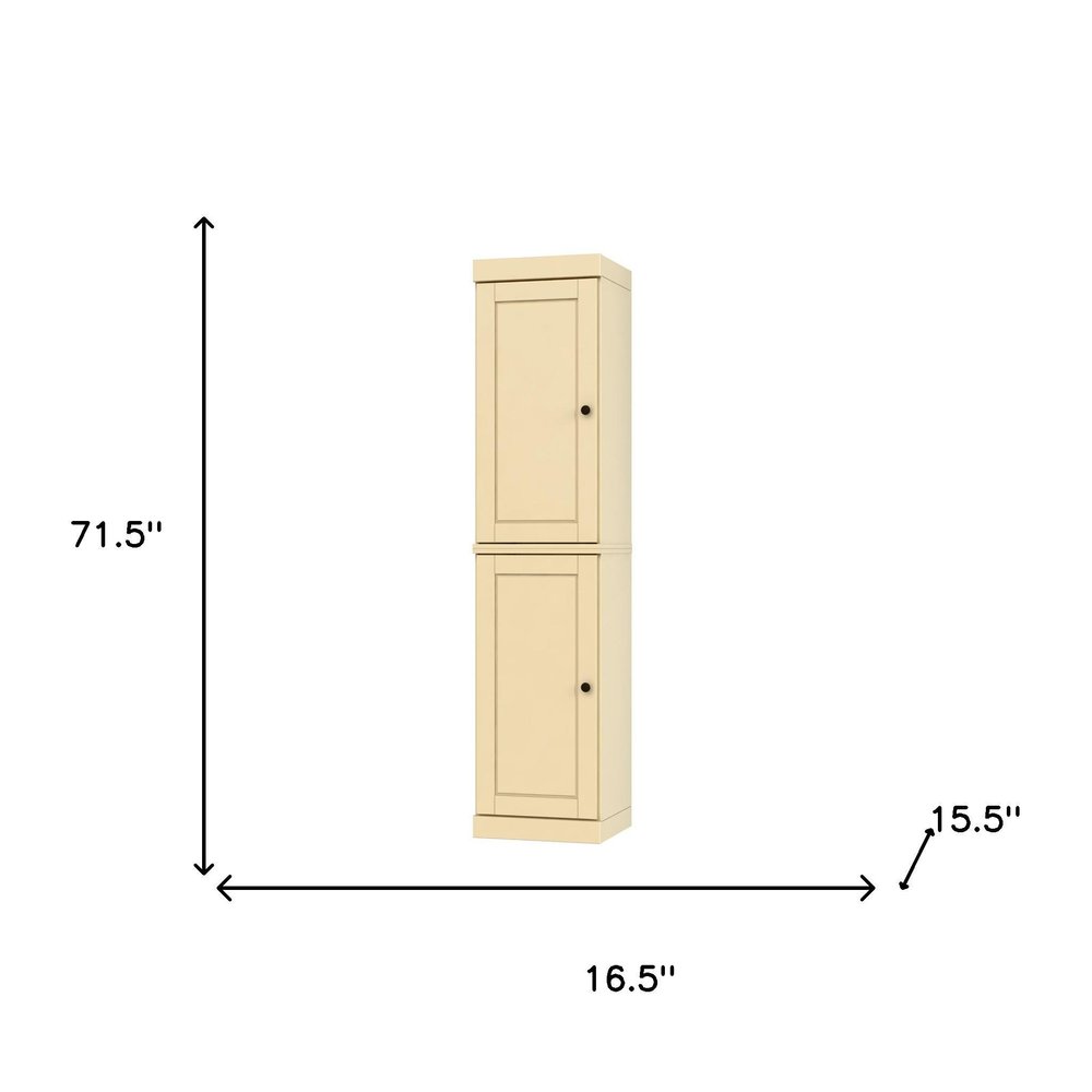 72" Yellow Solid Wood Two Door Pantry Or Storage Closet