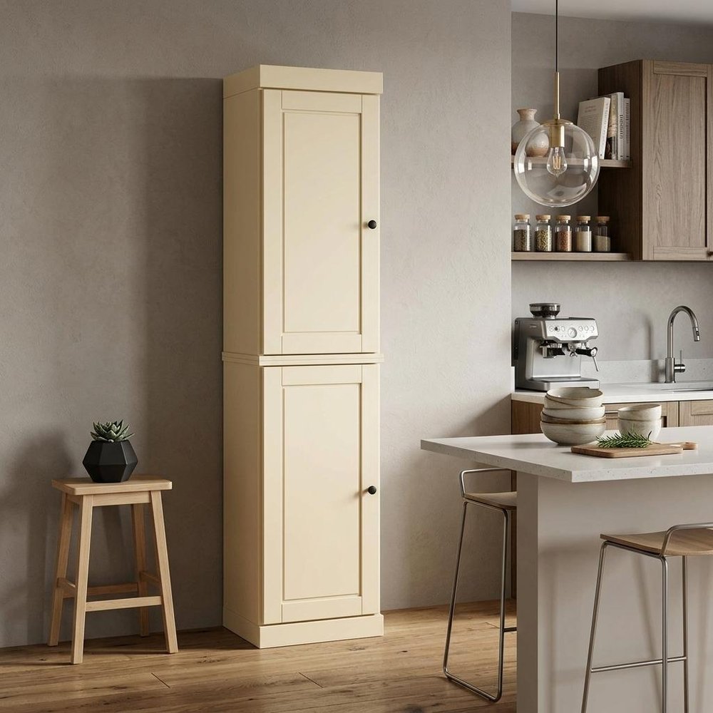 72" Yellow Solid Wood Two Door Pantry Or Storage Closet