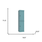 72" Aqua Solid Wood Two Door Pantry Or Storage Closet