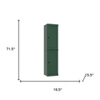 72" Green Solid Wood Two Door Pantry Or Storage Closet