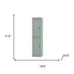 72" Sage Solid Wood Two Door Pantry Or Storage Closet