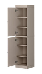 72" Beige Solid Wood Two Door Pantry Or Storage Closet