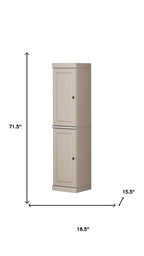 72" Beige Solid Wood Two Door Pantry Or Storage Closet