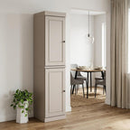 72" Beige Solid Wood Two Door Pantry Or Storage Closet