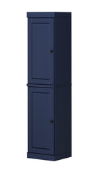 72" Navy Blue Solid Wood Two Door Pantry Or Storage Closet