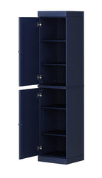 72" Navy Blue Solid Wood Two Door Pantry Or Storage Closet