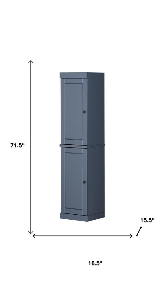 72" French Blue Solid Wood Two Door Pantry Or Storage Closet