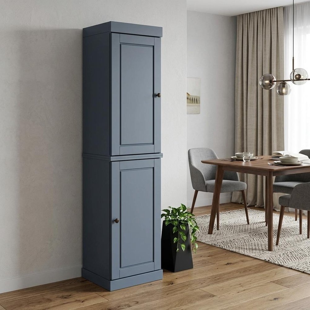 72" French Blue Solid Wood Two Door Pantry Or Storage Closet