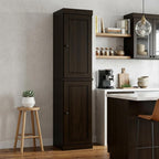 72" Espresso Solid Wood Two Door Pantry Or Storage Closet