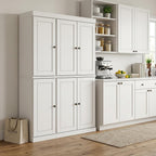 72" White Solid Wood 8 Pantry Or Storage Closet