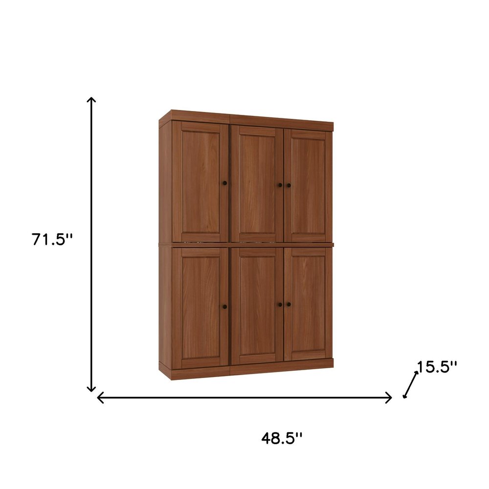 72" Coffee Solid Wood 8 Pantry Or Storage Closet